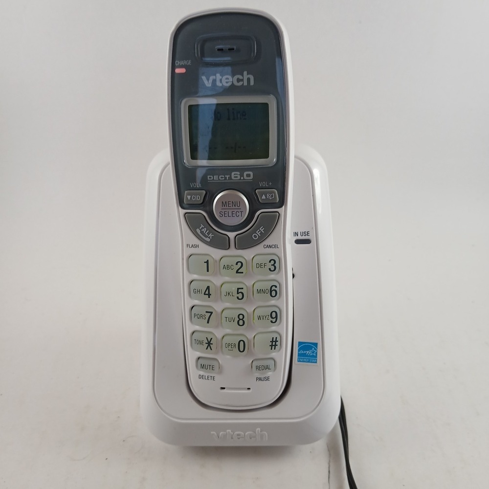 VTech Cordless Phone CS6114 DECT 6.0 Caller ID/Call Waiting White/Gray